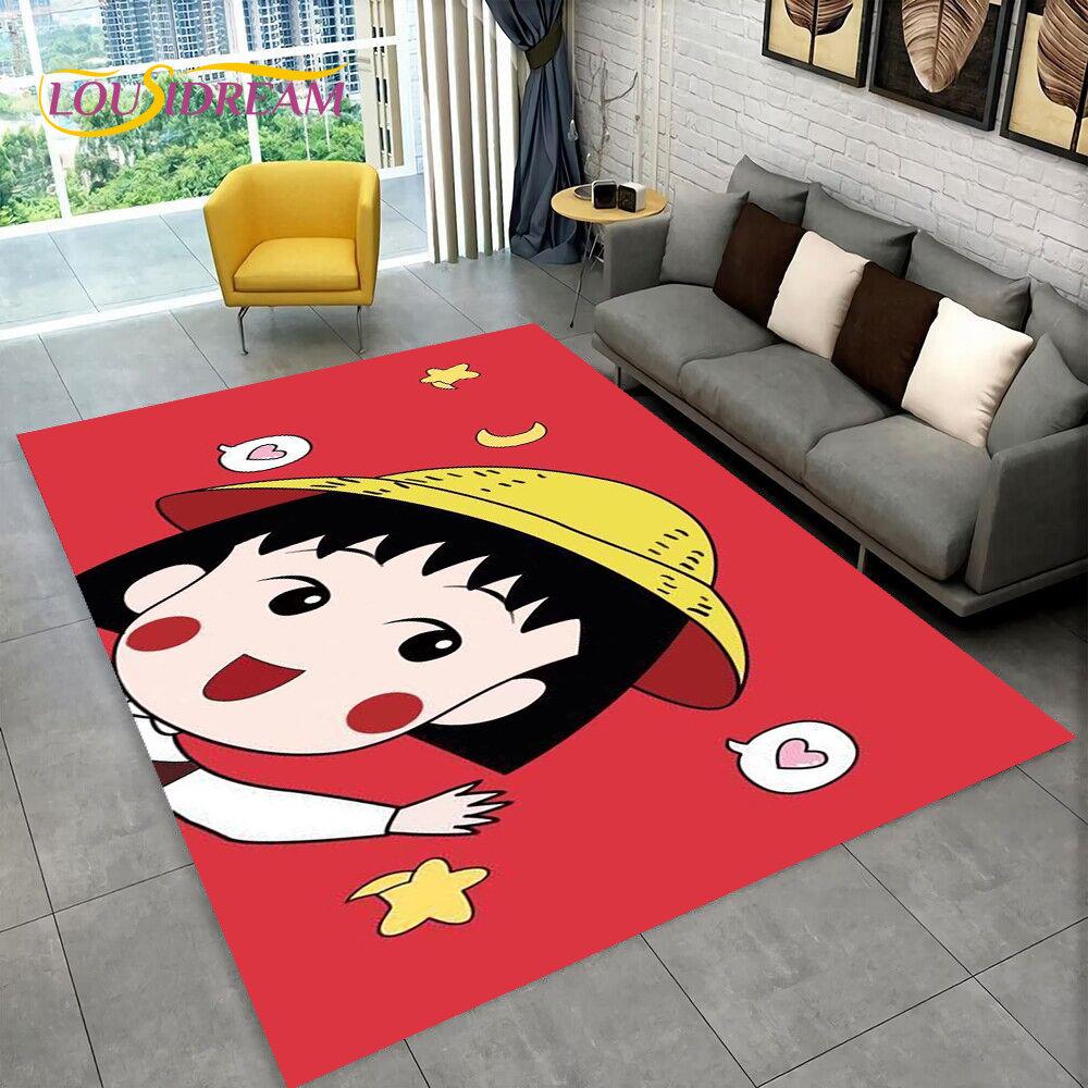 Большой ковер Chi-bi Maruko Sakura Momoko, ковер для гостиной, спальни, дивана, коврик для украшения, детский нескользящий напольный коврик 3D