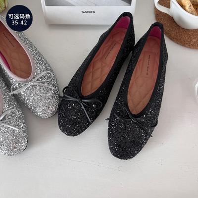 Мода 2025 осень Новые женские туфли-балетки с круглым носком, простые и темпераментные, женские балетки с мелким вырезом, нескользящая женская повседневная обувь