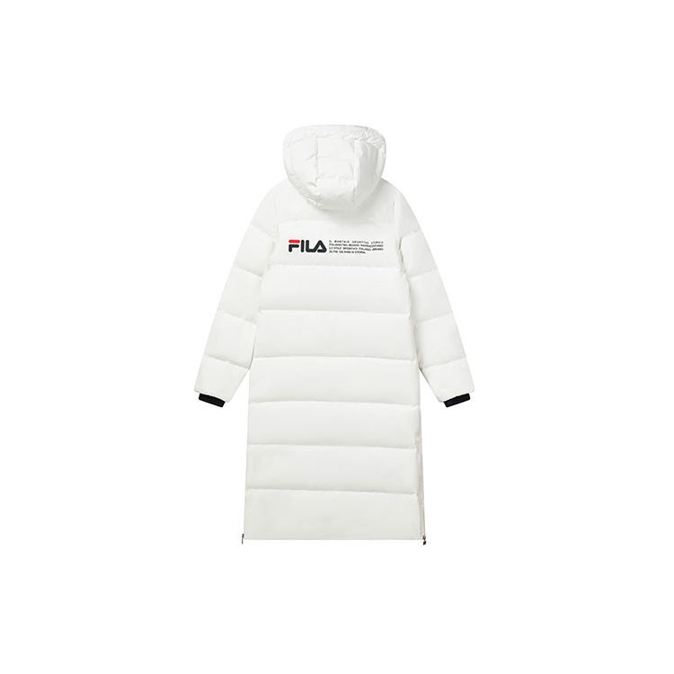 Fila Женская спортивная куртка-пуховик средней длины с капюшоном, теплая, с принтом логотипа, верхняя одежда, белая F61W148956FWT