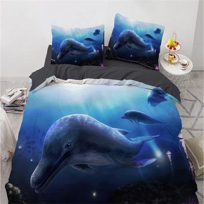 Модные комплекты постельного белья 3D Sea Dolphin Blue, комплект пододеяльников, милый пододеяльник, наволочка, роскошный домашний текстиль Queen, полный размер 140x200