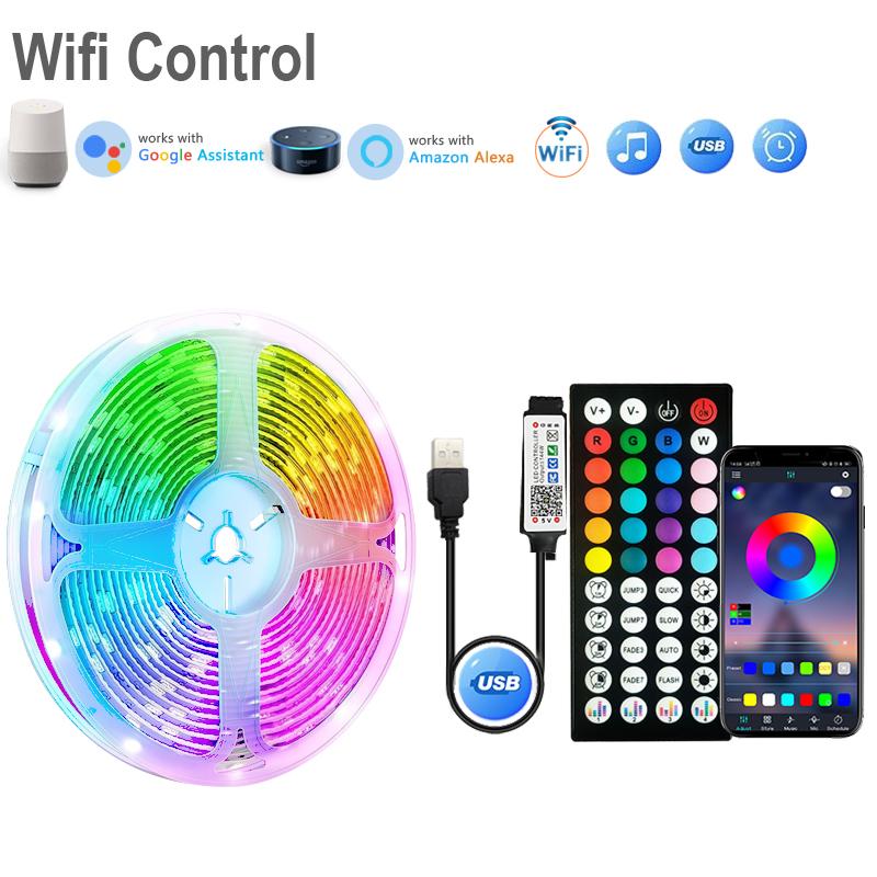 Светодиодная лента 1-20 м с USB-штекером 5050 Многоцветная RGB Подсветка фона телевизора Игровая комната Семейная вечеринка Декор Ночник