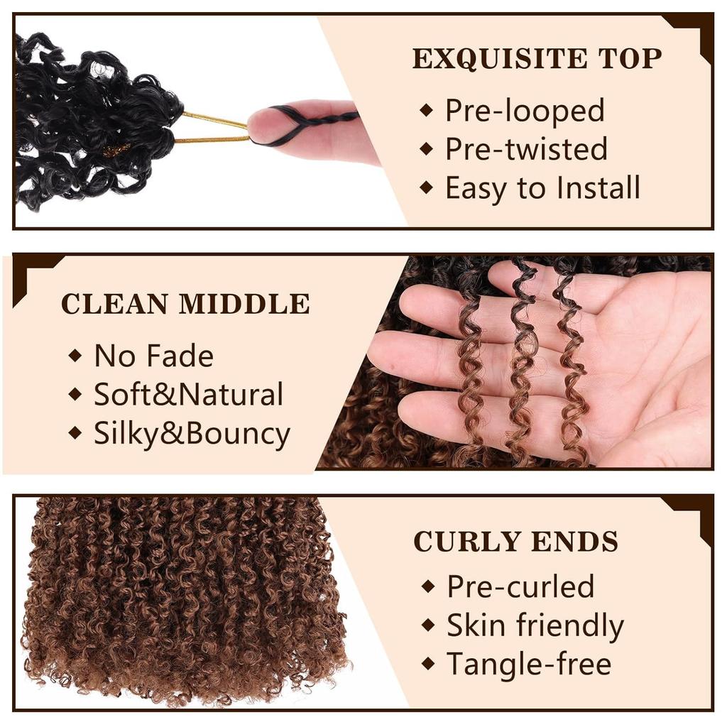 7 Packs Pre-looped Yanky Twist Crochet Braids Hair Synthetic Natural Black Pre-twisted Passion Twist Boho Crochet Braid Hair