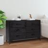 VidaXL Black Buffet 110x35x70 Cm Solid Pine Wood 349922