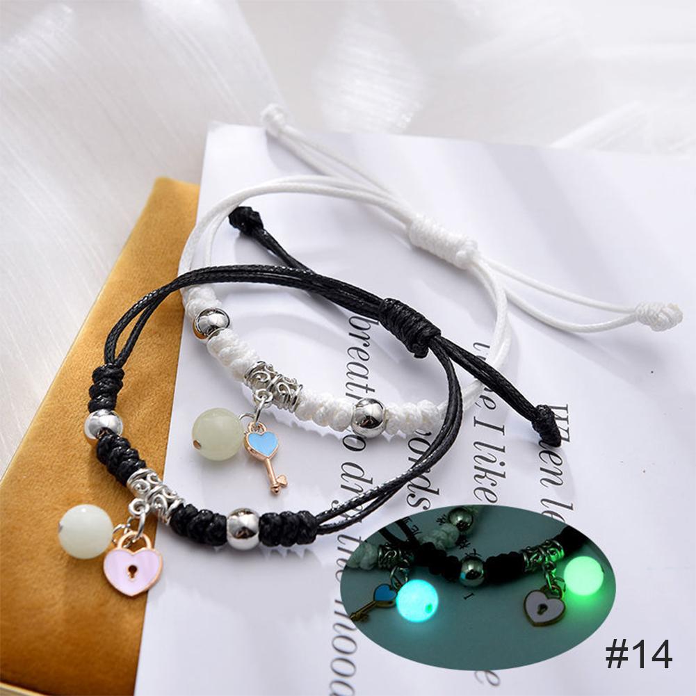 1 Pair Luminous Bracelet Fashion Alloy Hand Braided Bracelet Luminous Bracelet Jewelry Gift for Friends Lovers AVE
