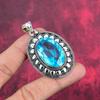 Blue Topaz Pendant, 925 Solid Sterling Silver Gemstone Jewelry, Handmade Pendant, For Thanksgiving
