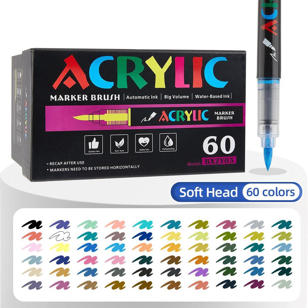 Моющиеся акриловые маркеры с мягким наконечником – Набор для DIY: Ваза для стекла и акварельные маркеры