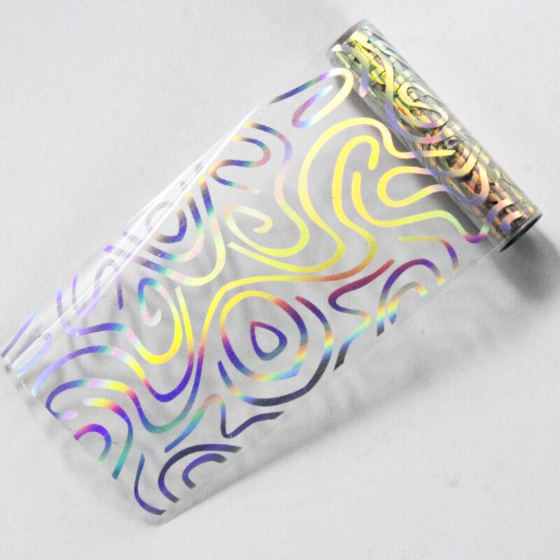 8 листов голографической фольги для ногтей в стиле панк с геометрическим рисунком для дизайна ногтей, переводные наклейки