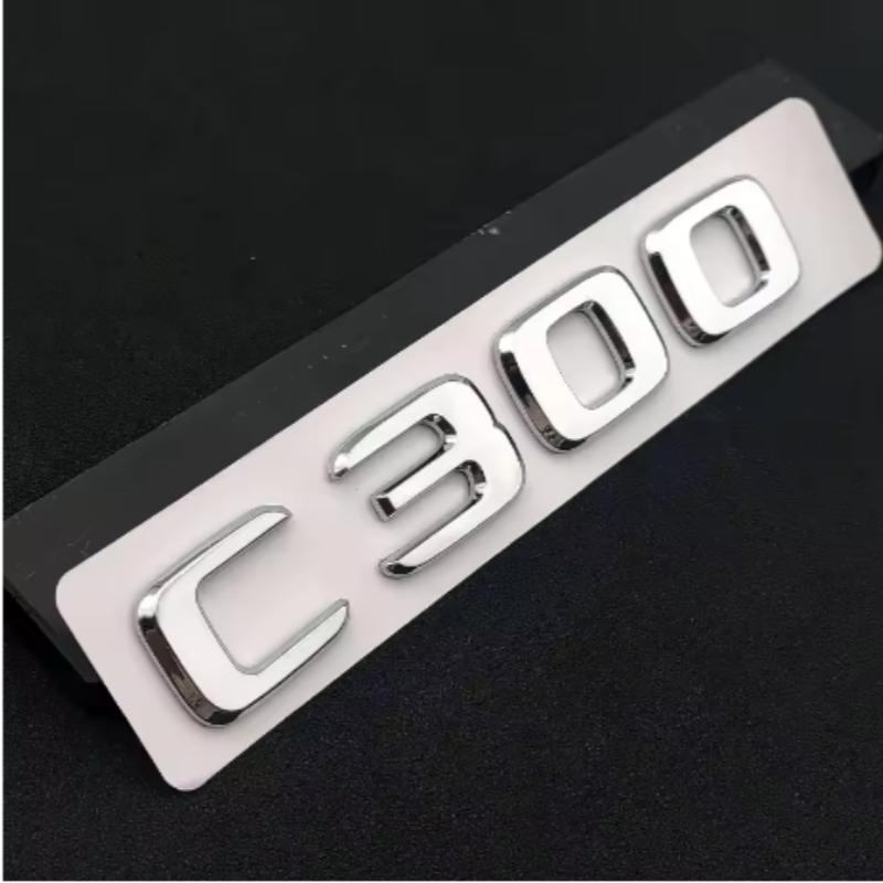 ABS Black Chrome Letters 3D Car Trunk Letters Badge For Mercedes Benz C 200 220 300 C200 C220 C300 C320 Logo Sticker Accessories AB1