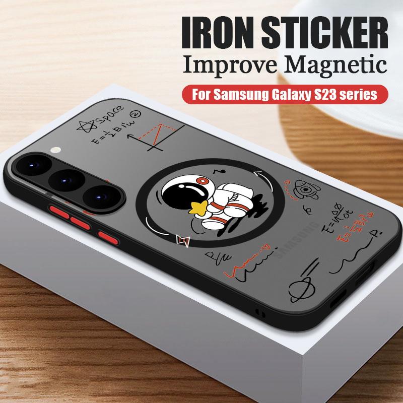 Магнитный чехол для беспроводной зарядки с рисунком астронавта, роскошный противоударный чехол для Samsung A15 A35 A55 A14 S25 S24 Plus S23 S22 Ultra S21 S20 FE