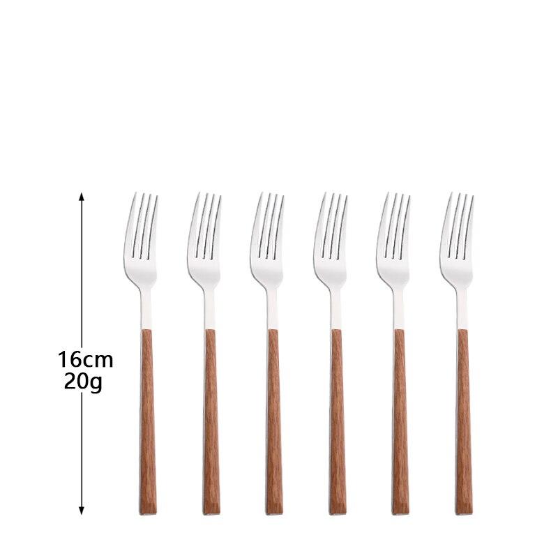 6pcs/30pcs Stainless Steel Dinnerware Cutlery Set Flatware Set with Imitation Wooden Handle Tableware Knife Fork Tea Spoon Eating Utensils