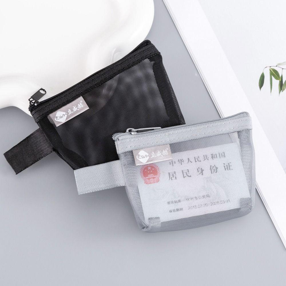 Легкая квадратная сетчатая сумка для хранения, косметичка большой емкости, портативный мини-кошелек на молнии для монет