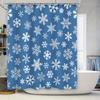 Blue White Snowflake Shower CurtainWaterproof, Non-Slip Bathtub Cover for Home Decor Washable Fabric with Hook Rings Set (89 X 7