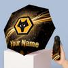 Wolverhampton Wanderers Football Manual Five Fold 8 Rib Umbrella Support Custom Text, Lightweight Travel Umbrella