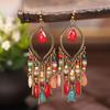 Style Ear Hook Long Tassel Earrings Bohemia Wedding Earrings Crystal Beads Women Drop Earrings