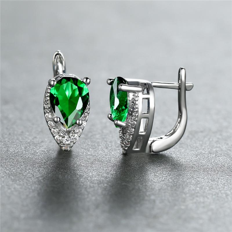 2022 New Geometric Teardrop Cut Green Stone Earrings Temperament Long Drop Trendy Female Earrings