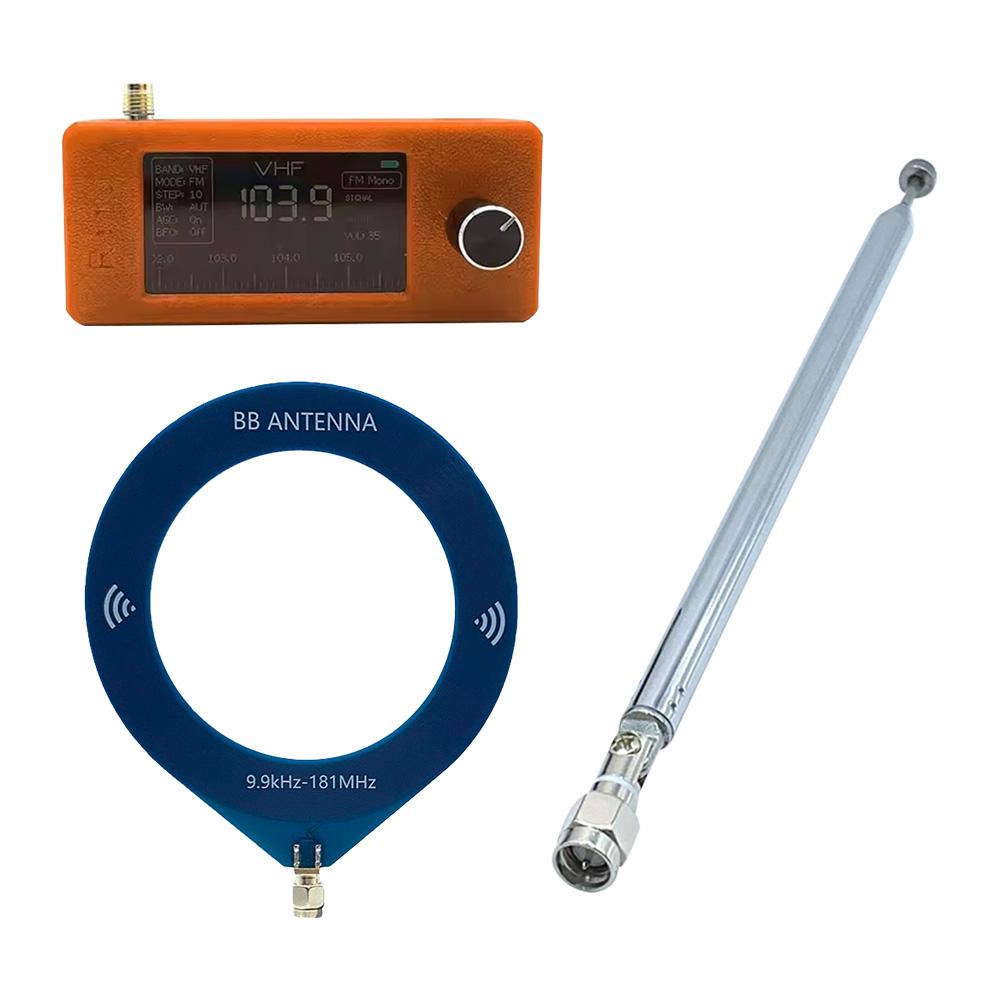 SI4732 0.5-108mhz Pocket Mini Radio 1.9inch IPS Screen FM/AM Radio with 2pcs Antenna All Band Radio Receiver HF SW MW VHF Radio