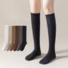 Female Spring and Autumn Solid Color Pressure Thin Leg High Drum Not Off Drum Calf Cotton Socks