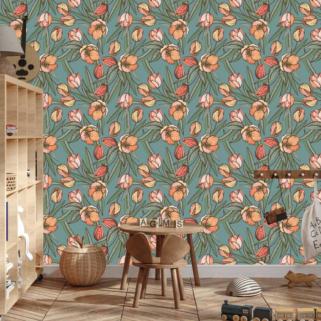 Spring Tulips Wallpaper for Living Room and Bedroom 50x1000