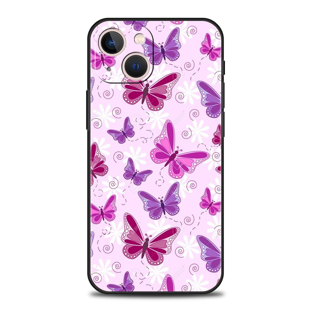 Роскошный чехол для телефона Butterfly Crystal для iPhone 11 12 13 14 15 Pro Max Mini X XR XS 7 8 Plus SE, мягкий силиконовый чехол, черный, Funda