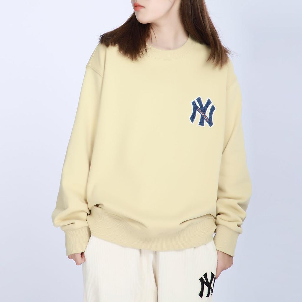 MLB New York Yankees Sweatshirts Unisex Beige Yellow Crew Neck Moderate Regular 3AMTB0214-50BGS