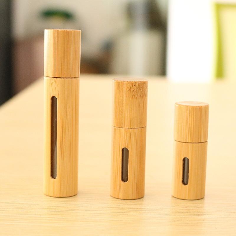 3ml/5ml/10ml/15ml Pack of 10 Mini Glass Roller Bottles with Ball Rollerball Glass Bottles with Bamboo Case Empty Bottles