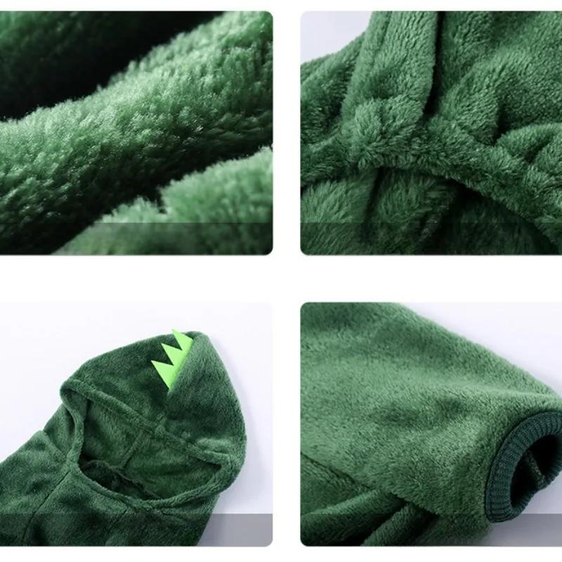 Одежда для собак в форме динозавра, теплые флисовые комбинезоны для маленьких и средних собак, толстовки с капюшоном для щенков, чихуахуа, йоркширский костюм, пальто