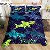 Пододеяльник с изображением акулы, комплект постельного белья с изображением глубоководных животных, мультяшные акулы океана, красочный нарисованный вручную пододеяльник для детей, мальчиков и девочек