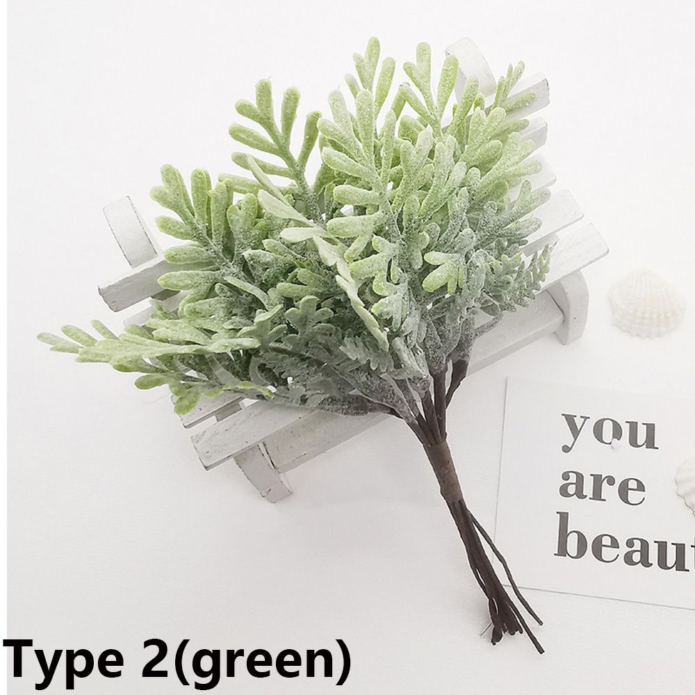 6PCS/Bundle DIY Home Decor Xmas Ornament Simulation Plants Faux Grass Pine Artificial Flowers