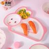 Розовая тарелка для детской посуды с кроликом, миски для детского прикорма, тарелка для еды, тарелки в форме кролика с двойными ушками, домашние обеденные тарелки