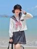 Sailor Open Long Short Sleeve Bow Ribbon Pleated Authentic 2 High Cultural School Entrance Graduation Set Short Sleeve [YAISHN] Suit, Uniform,