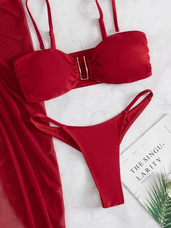 Европейский и американский купальник-тройка 2023: Женский набор бикини