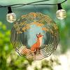 1pc Metal Wind-Operated Rotating Fox & Forest Pathway Wind Chime - Solid & Durable Outdoor Decor for Patio, Balcony, Window - Colorful Leaves Design
