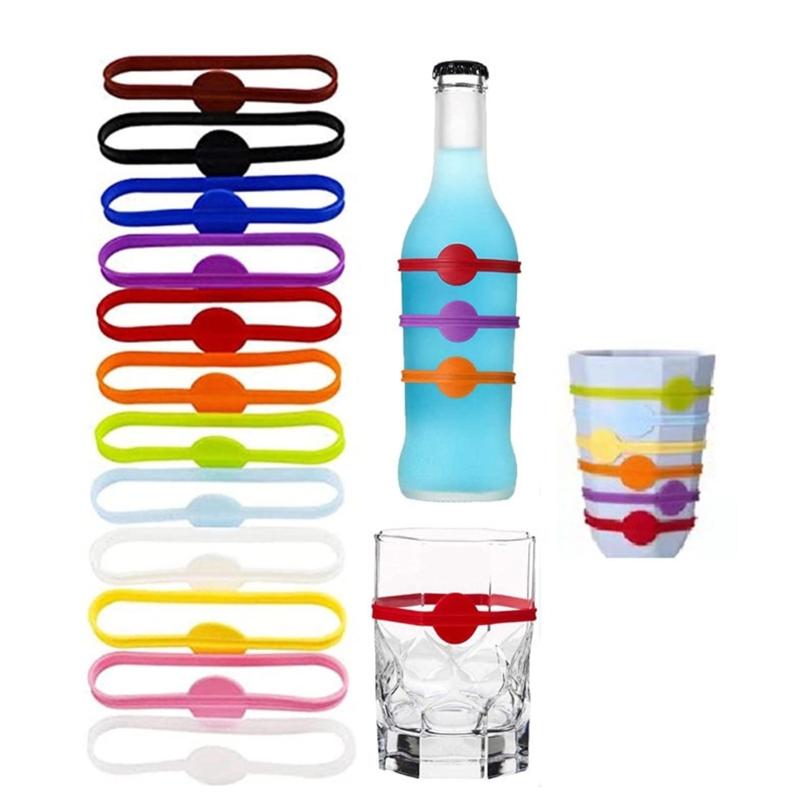 Reusable Silicone Glass Markers Set Perfect for Wine Glasses and Cocktails Color Suitable for Parties and Event