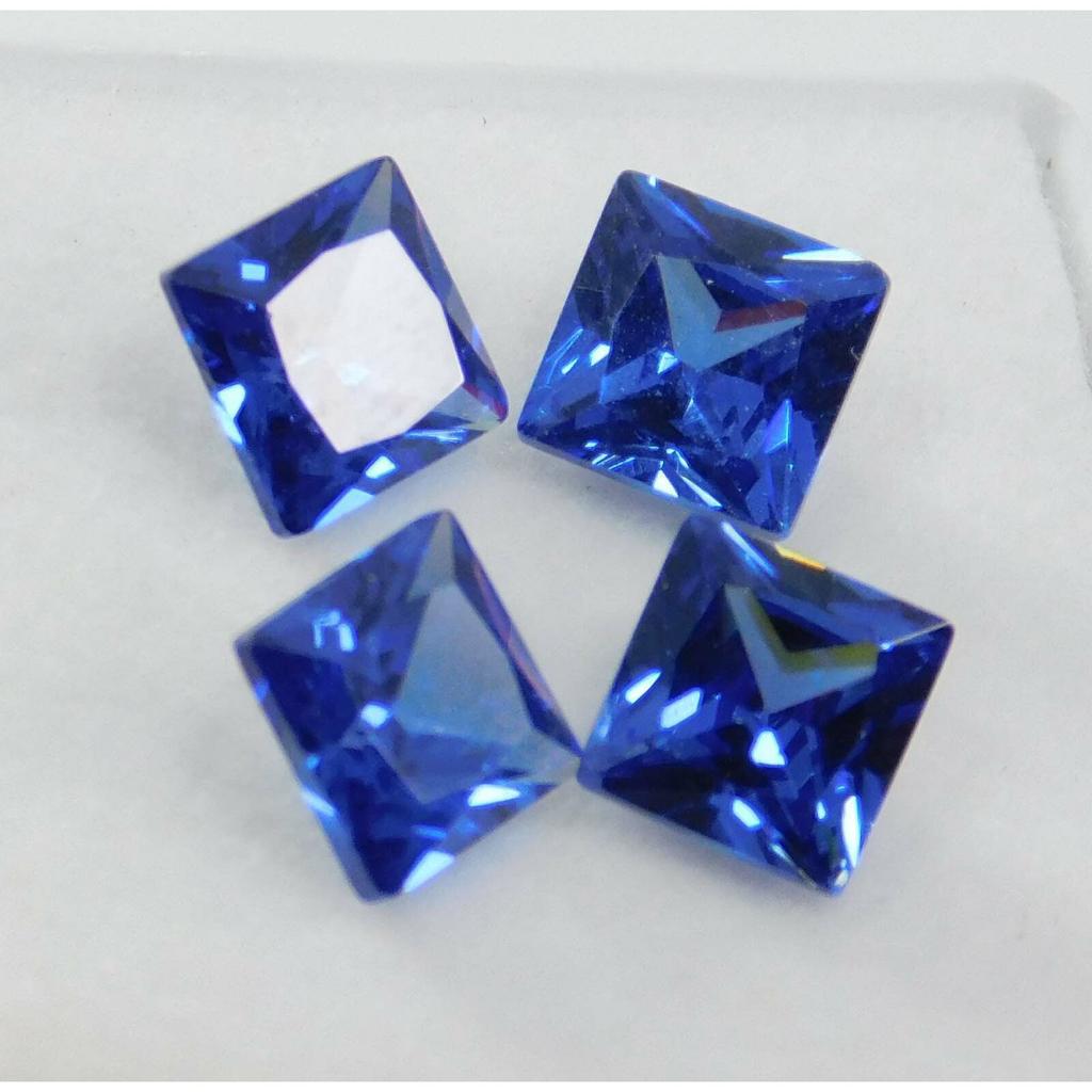 5x5 Mm Natural Sapphire Square Shape CERTIFIED Blue Loose Gemstone 4 Pcs Lot A-238940375