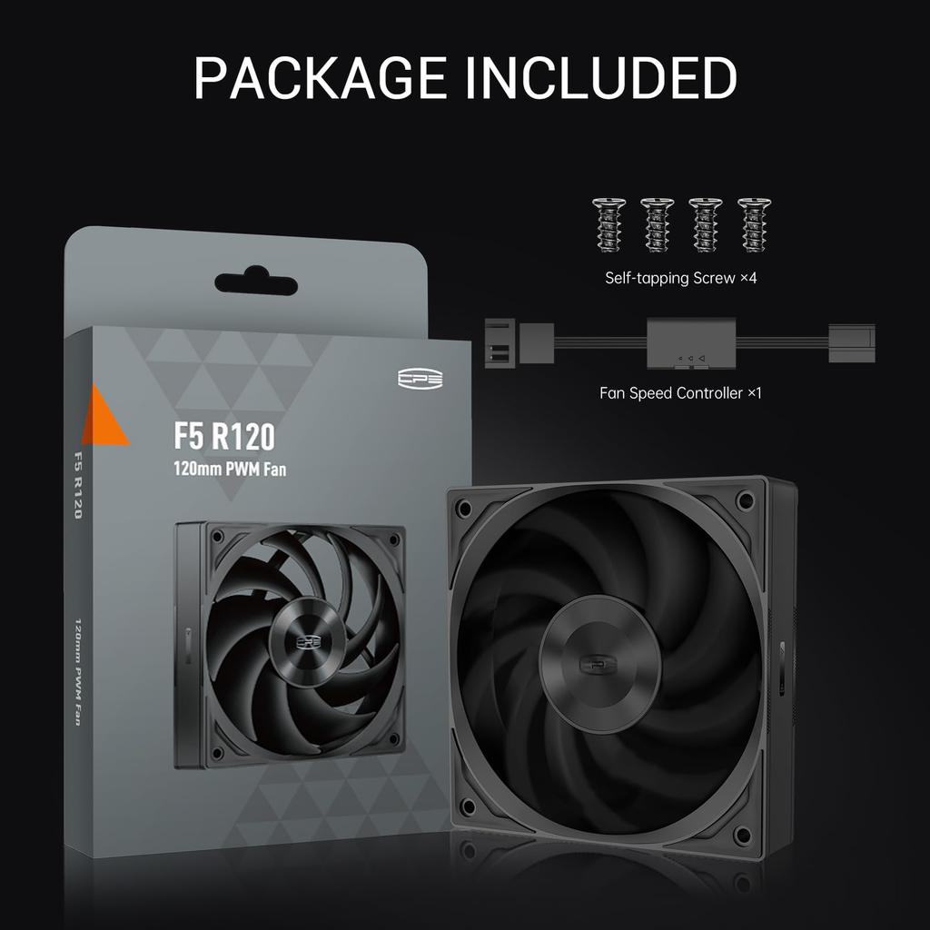 PCCOOLER F5 R120 120мм Охлаждение для ПК 120мм PWM 4-контактный FDB Корпусной 2200 об/мин Гирляндное подключение ПК 86CFM 3 режима Качественный компьютерный вентилятор для корпуса ПК Б/У