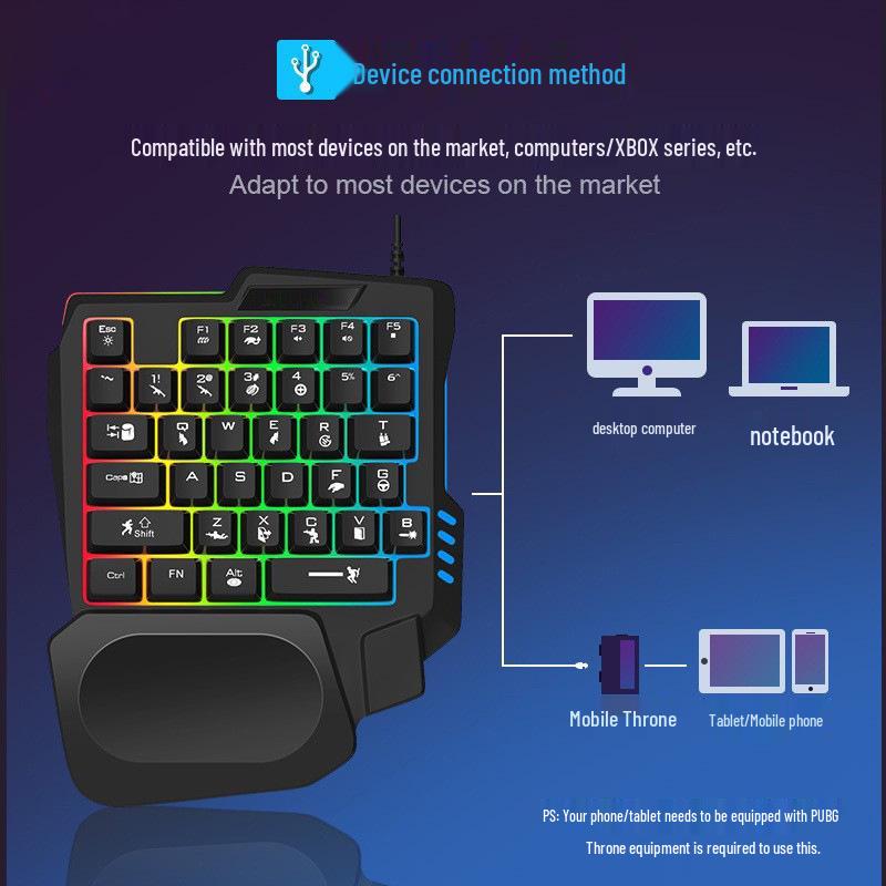 K13 One-Handed Gaming Keyboard: Universal Mobile & PC Game Accessory