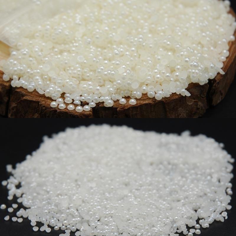 2000pcs 2mm 3mm 4mm Shiny White/Beige Half Round Pearl Beads Flat Back Gems Resin Pearl Beads Nail A