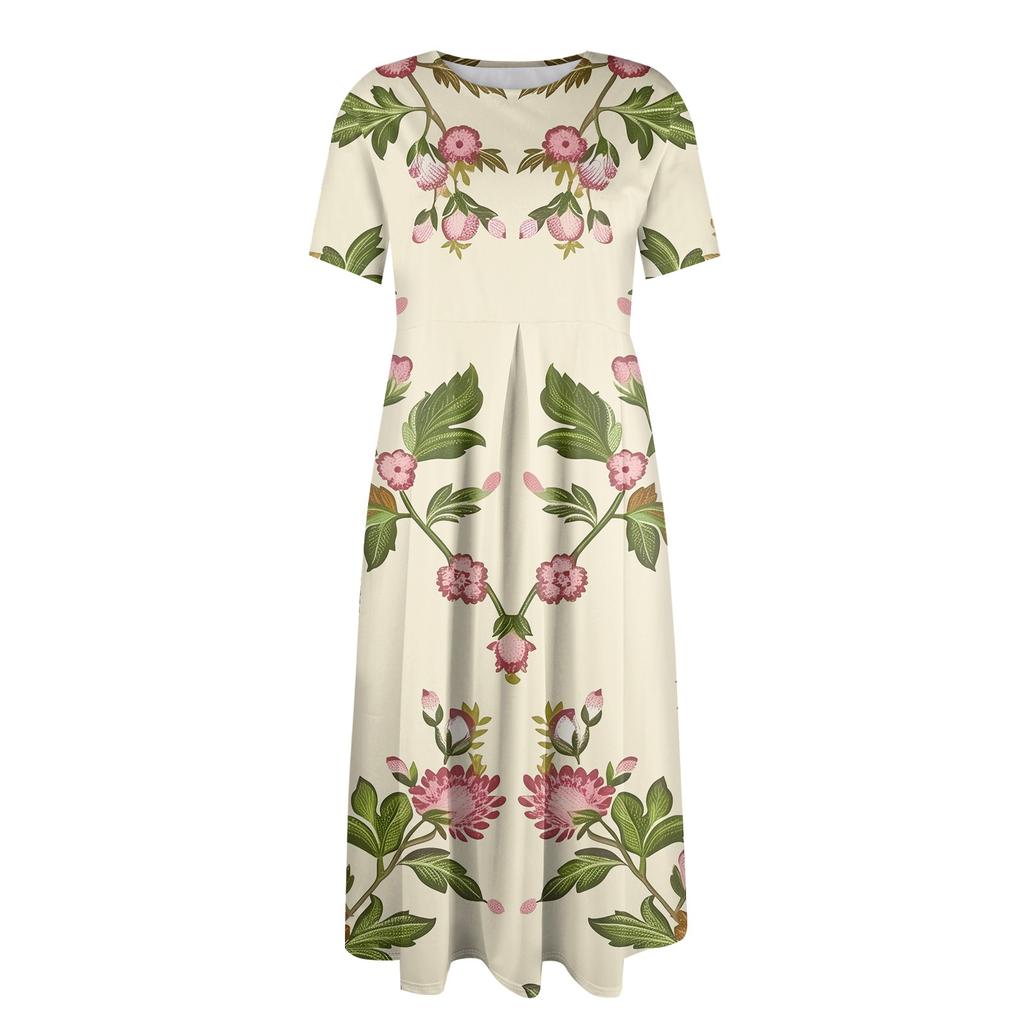 Женское модное свободное платье с большим карманом и круглым вырезом с градиентным принтом и короткими рукавами