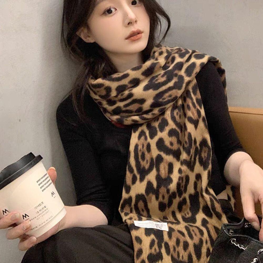 Windproof Tassels Shawl Leopard Lady Scarves Wraps Fashion Winter Warm Scarf for Women Man