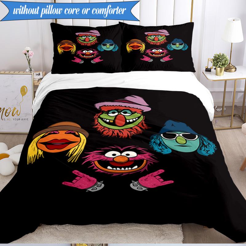 3PCS Muppet Rock Stars Bedding Set 2D Printing (Includes 1 Duvet Cover + 2 Pillowcases Coreless), Bedroom decor,Fan gift