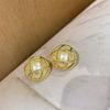 Simple Stylish Hollow Pearl Stud Earrings New Korean Style Jewelry