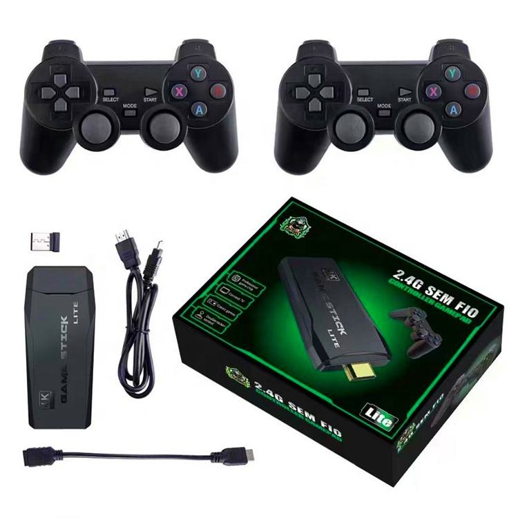 Portable Game Stick M8 4K HD TV with 2 Wireless Gamepads and Joysticks 64GB Built-in 20000 Classic Games Retro Game Console