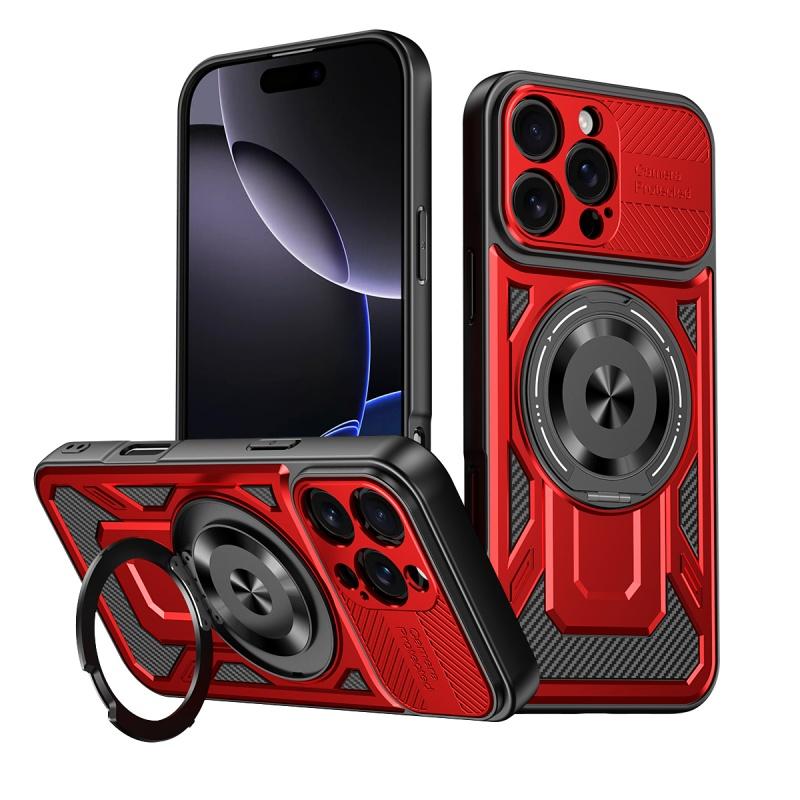 Роскошный бронированный чехол с магнитной беспроводной зарядкой Magsafe для iPhone 16 Plus 16 Pro Max E с военным кольцом-держателем для пальца, защитный чехол