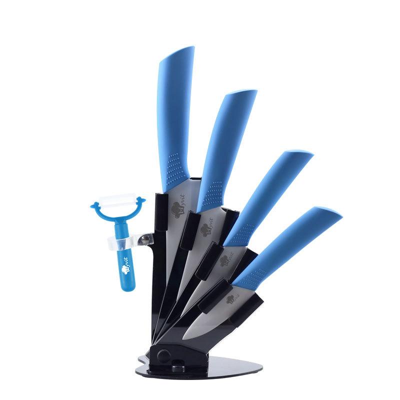 Кухонные ножи Керамические ножи Набор аксессуаров 3 дюйма для очистки овощей 4 дюйма универсальные 5 дюймов для нарезки 6 дюймов нож шеф-повара + держатель + овощечистка с черным лезвием