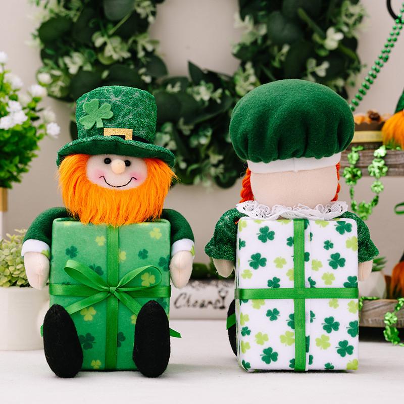 Очаровательная ирландская кукла с подарочной коробкой в виде зеленого листа для украшения на День святого Патрика