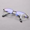 Men'S Near And Far Multifocal Glasses Unisex Anti-Blue Light Reading Glasses Metail Half Frame Ultralight Hyperopia To +4.0