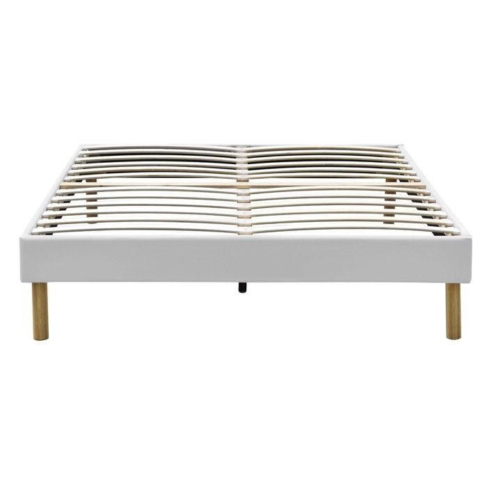 Sommier Tapissier - Solide et Confortable - 200x200 - 3 x 14 lattes en placage multiplis Peuplier - Pieds en 18 cm