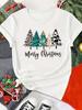 (Asian Size) Print Merry Christmas O-neck Women's Top New Year T Clothing Lovely Cute 90s Short Sleeve T-shirts Fashion Holiday Graphic Tee