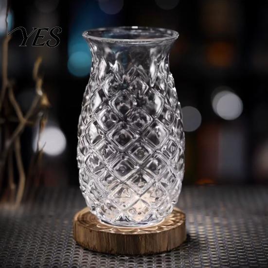 Durable Cocktail Glass Pineapple Shape Glass, 480ml Embossed Tumbler for Juice Hot Restaurant Specialty Beverages, Creative Bar Glassware Whiskey,