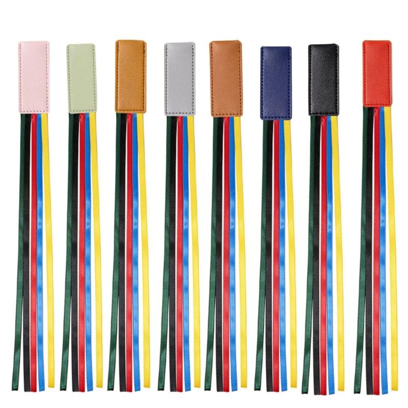 2 Pcs Book Markers with Colorful Ribbons PU Leather Reading Bookmarks Ribbon Page Markers for Book Lovers